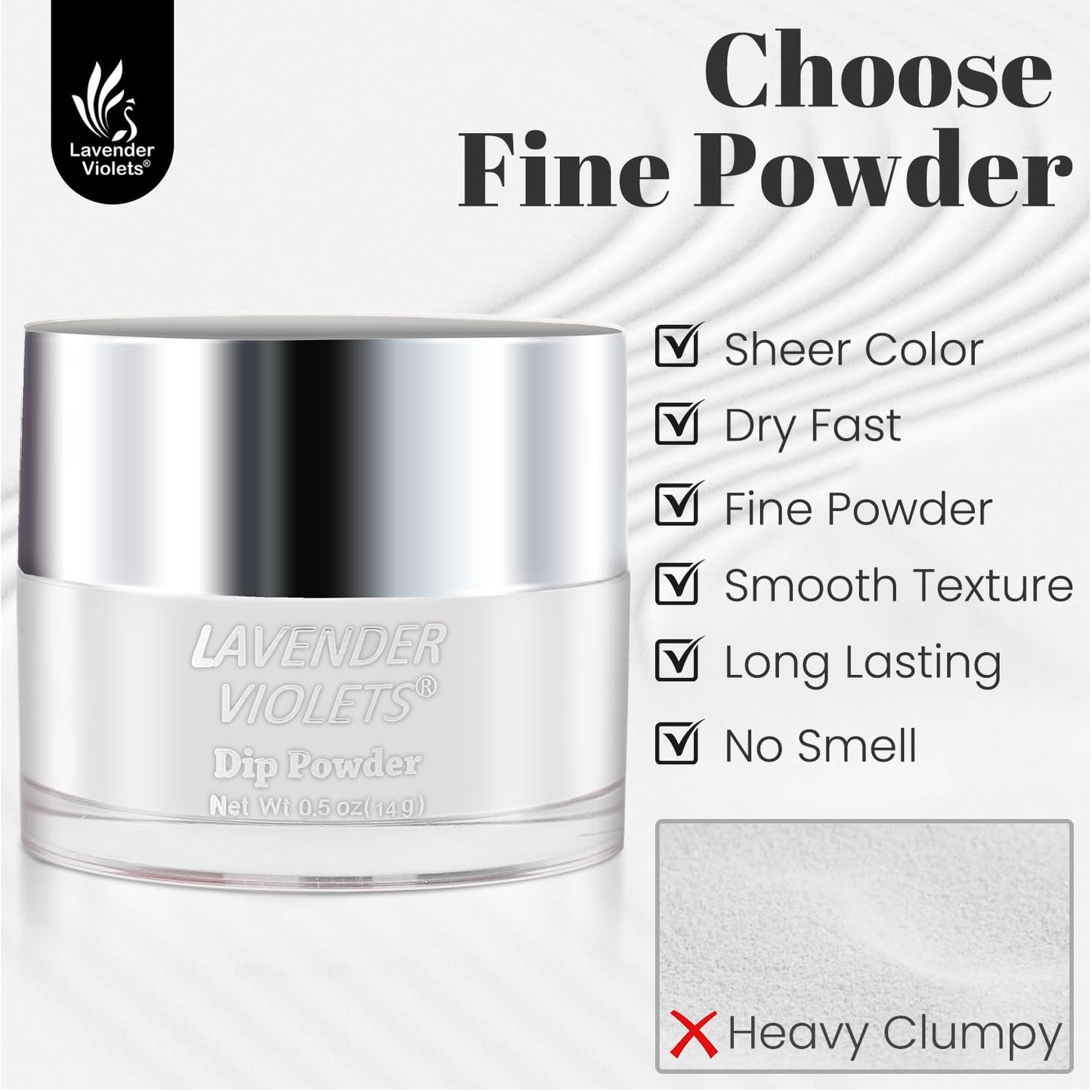 Lavender Violets Clear Dip Powder Transparent Crystal Color Essential Dipping Build Powder for French Nail Long-Lasting Manicure
