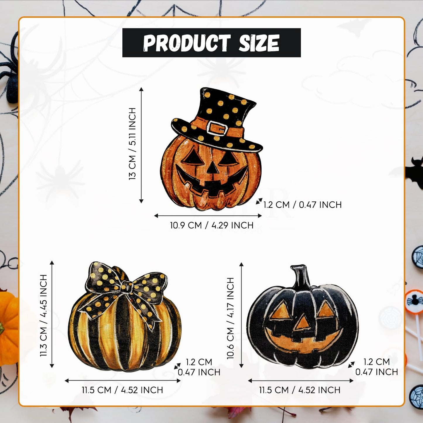 Smile 3 Pcs Wooden Blocks Signs, Happy Halloween Pumpkin Tiered Tray Decorations, Indoor Decor for Kitchen Bathroom and Home Table Shelf