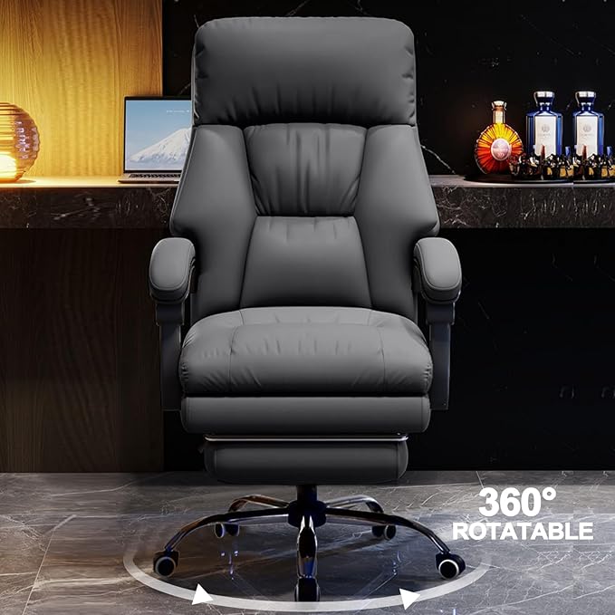 Office Chair with Leg Rest Executive Desk Chairs with Wheels High Back Computer Gaming Chairs Adjustable Reclining Ergonomic Work Chair for Home Office