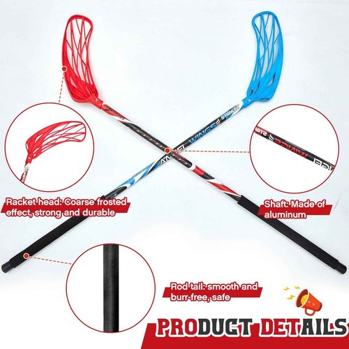 Leyndo 6 Pcs Floorball Sticks 33.5 Inch Round Alloy Shaft Floorball Hockey Stick, Red and Blue, Right Handed