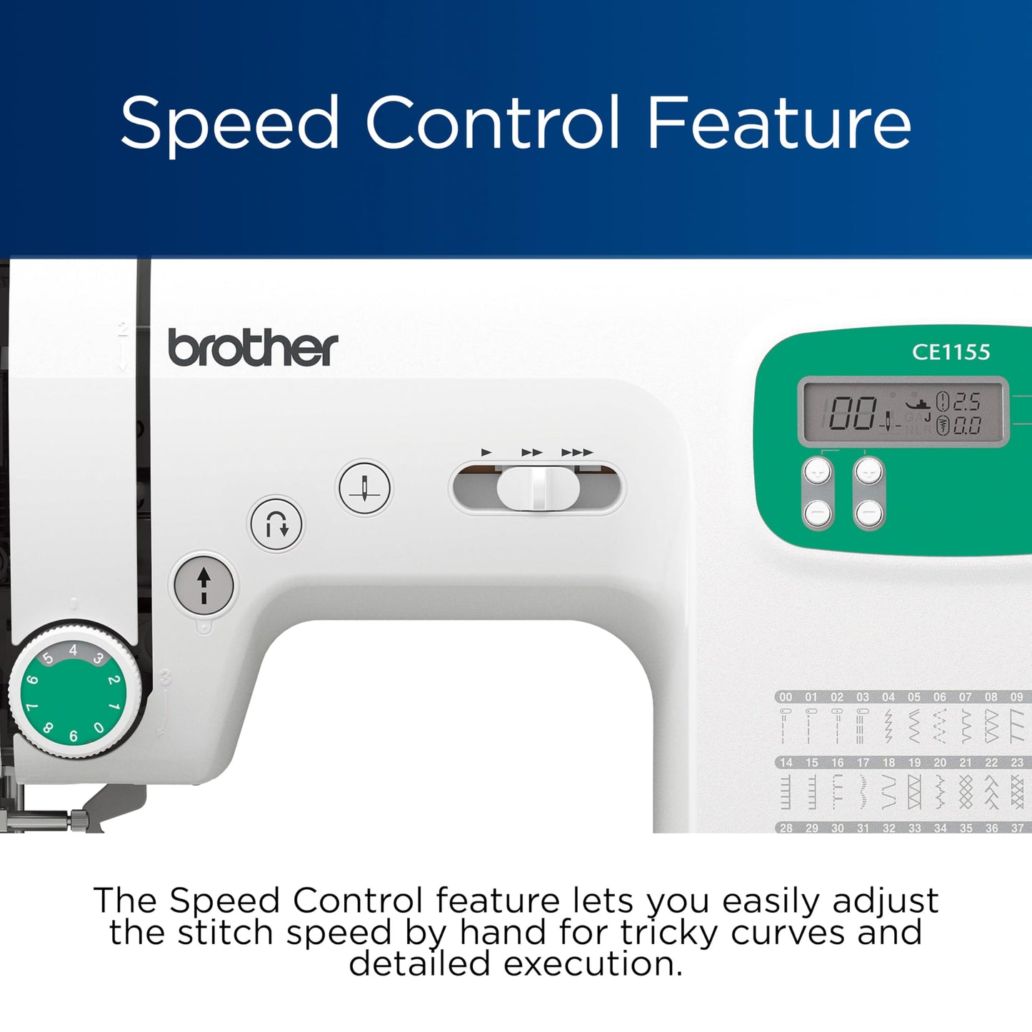 Brother CE1155 Computerized Sewing Machine, 110 Built-in Stitches, LCD Display, 7 Included Feet