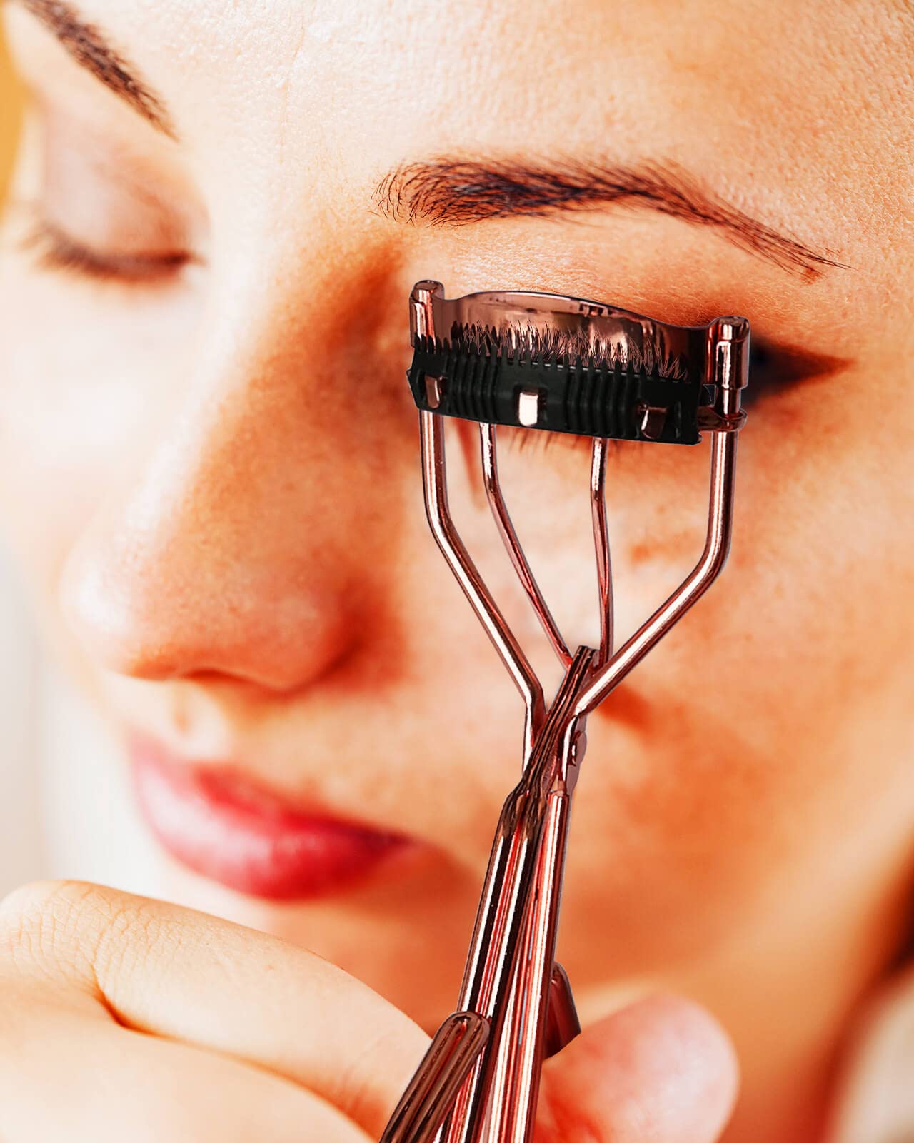 Eyelash Curlers with Comb and Eyelash Applicator Tweezers with Comb IMMER LIEBEN Press for 10 Seconds to Naturally Curl Your Las