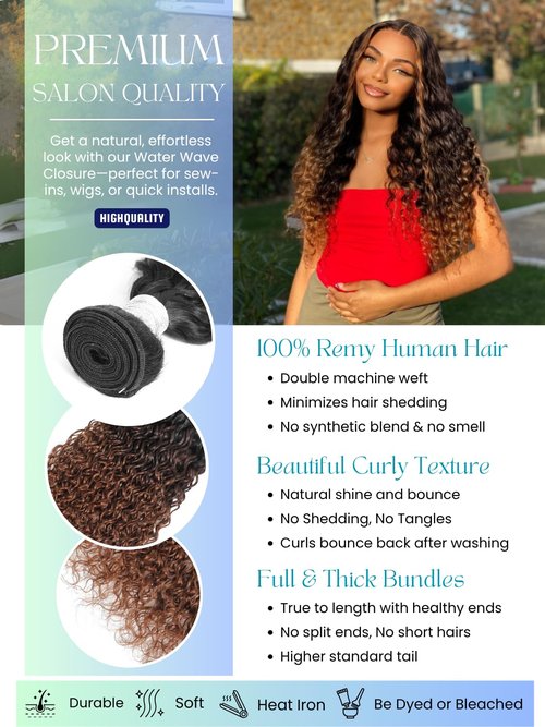 Anmetan 12A Brown Ombre Human Hair Bundles Water Wave 24 Inch, Chestnut Ombre Brown Wet n Wavy Single Bundle with Dark Roots 3 Tone Color #T1B/2/30 Thick Sew In Weave Remy Hair Keep Soft After Washes