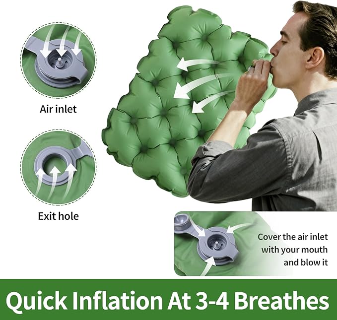 Bzhouyy Inflatable Seat Cushion,16 Inh Portable Lightweight Waterproof Stadium Seat Pad, Inflatable Seat Cushion for Air Travel,Hiking, Office, Car, for Pressure Relief No Pump Needed
