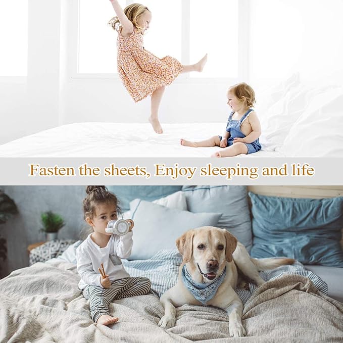 ZHOUBIN Bed Sheet Holder Straps, Adjustable Elastic Crisscross Bed Sheet Fastener Straps Grippers Suspenders for All Bed Sheets, Mattress Covers(2 Set/4Pcs, Black)