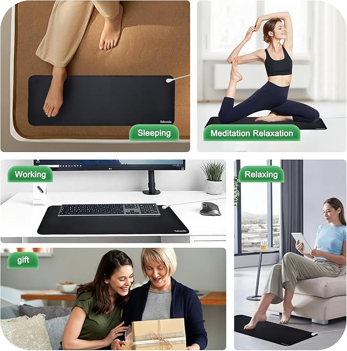 Grounding Mat for Desk & Bed - Sahanula Non-Slip Earth Grounding Pad, 10"x26.7" Balanced Energy Grounded Therapy for Improved Sleep, Reduced Inflammation, Stress Relief for Office, Home