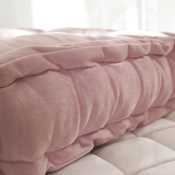 vctops Square Solid Color Velvet Seat Cushion with Handle Tufted Thicken Chair Pad Tatami Floor Pillow Cushion 16.5"x16.5"x4" Pink