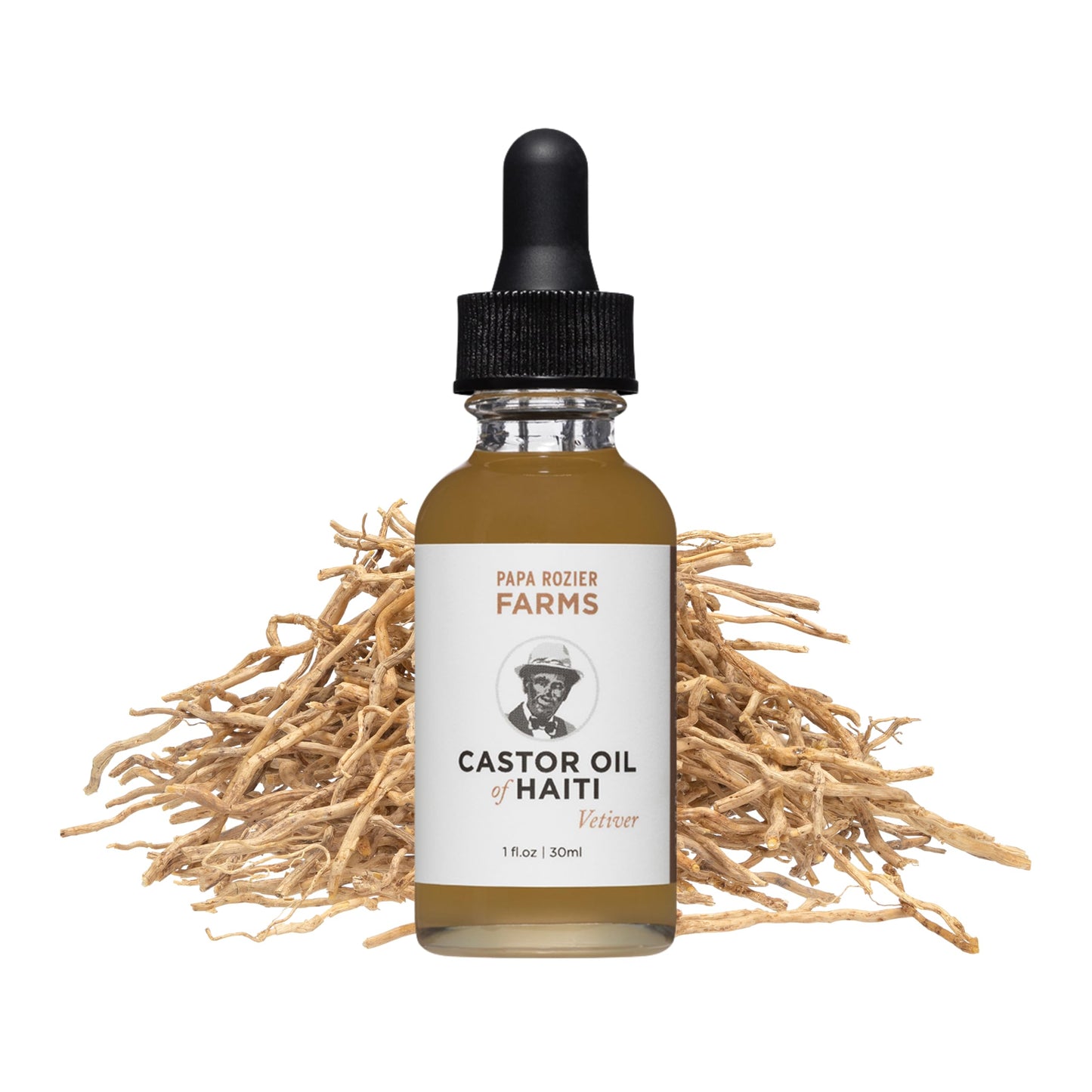 Papa Rozier Farms Vetiver Castor Oil of Haiti - 100% Organic - Natural - Hexane Free - 1oz - Unrefined - Oil for Hair Growth, Ha