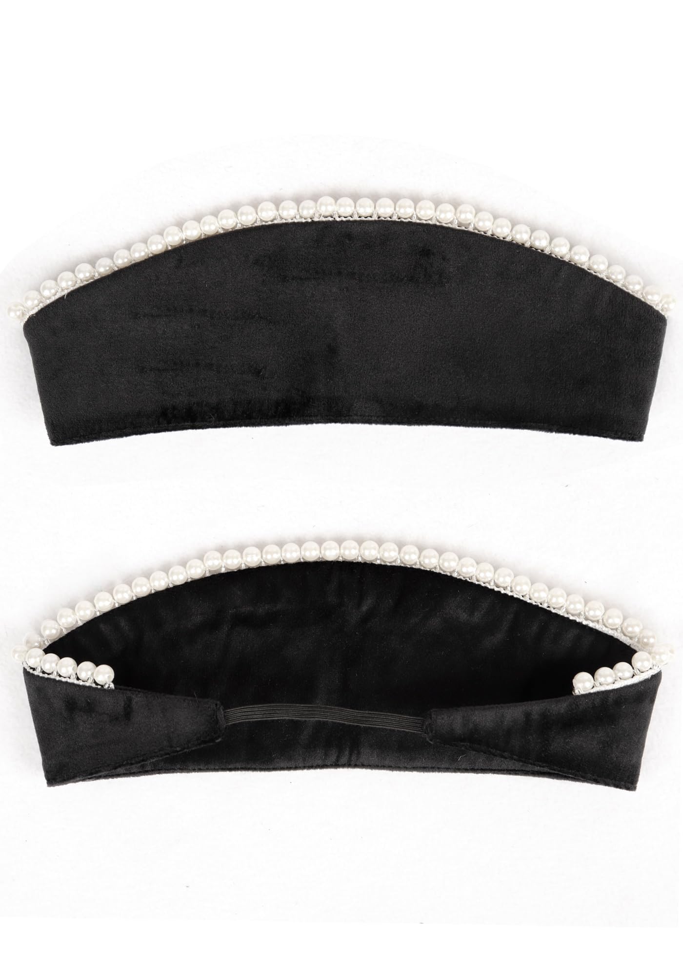 C-ZOFEK Anne Headband Pearl Tudor French Hood Gothic Renaissance Halloween Hair Accessory (Black-B)