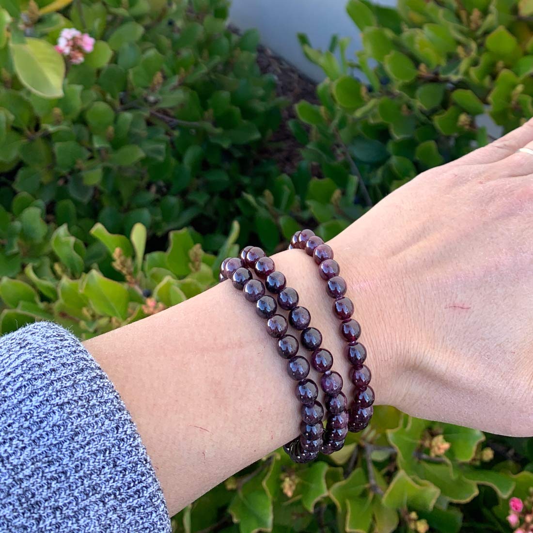 Adabele Real Natural Garnet Bracelet 8 Inch Stretch Gemstone Beaded Bracelet Chakra Healing Crystal Stone Jewelry Women Mom Gift