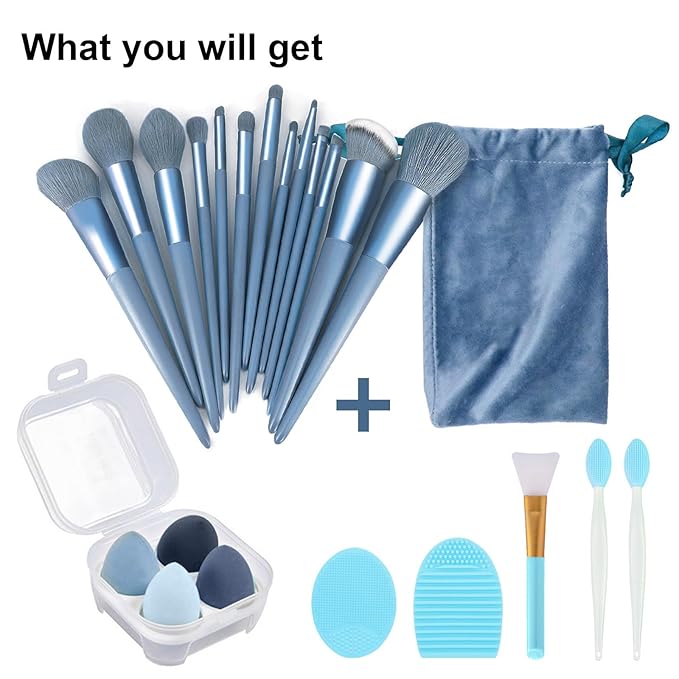 Makeup Brushes 22 Pcs Makeup Kit,Foundation Brush Eyeshadow Brush Make up Brushes Set (Blue, 22 Piece Set Large)