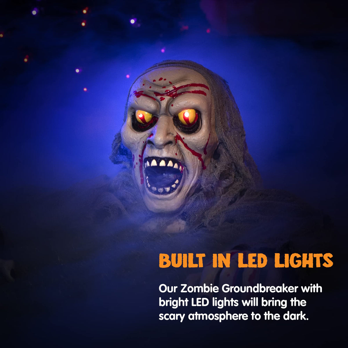 JOYIN Halloween Decorations Outdoor Light-Up Zombie Groundbreaker with bloodstain and Creepy Sound for Halloween Outside Decor, Lawn, Yard, Patio, Graveyard Decoration, Haunted House Prop