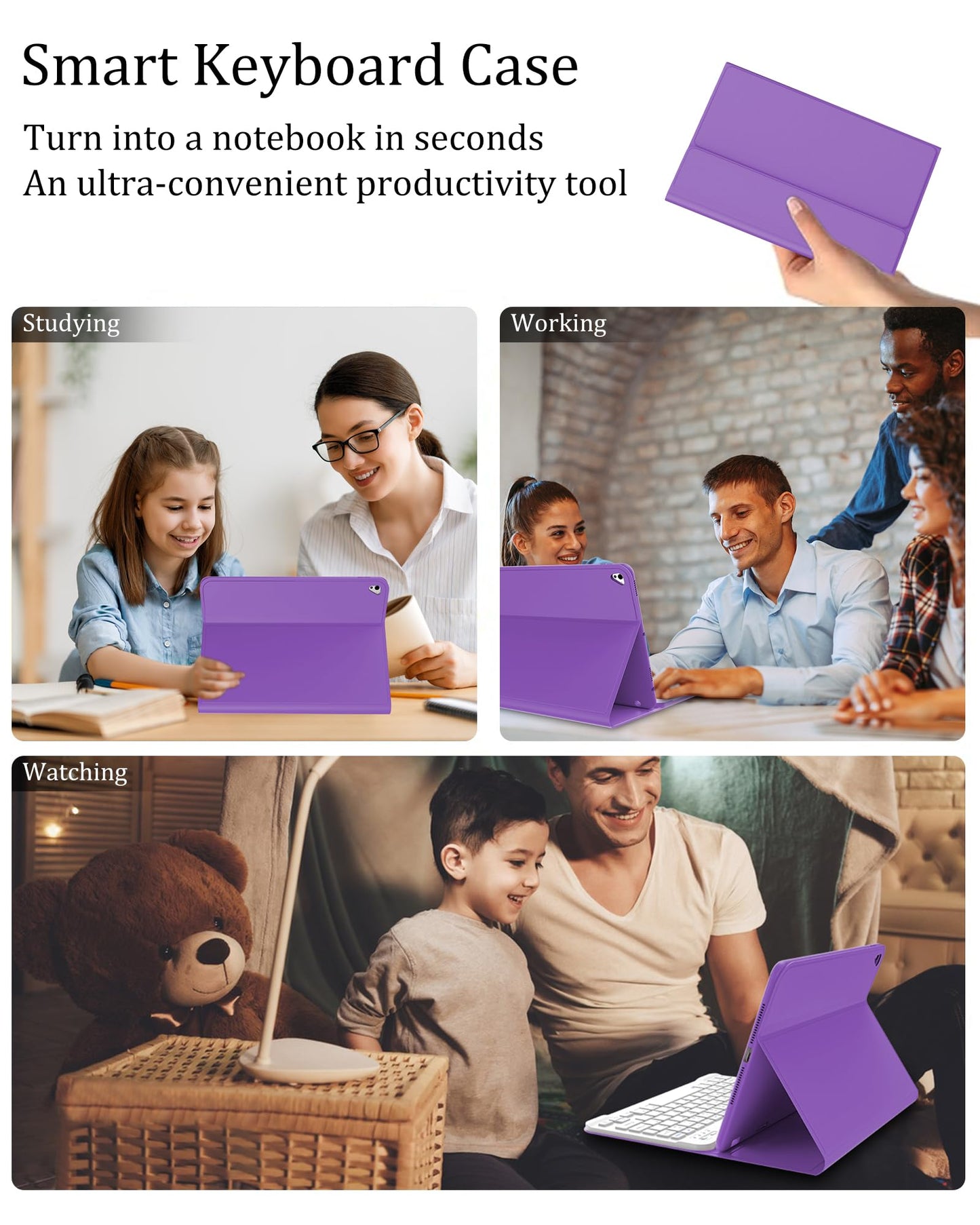Keyboard Case For Ipad 9Th Generation 2021 10.2 Inch, Detachable Wireless Rechargeable Keyboard For Ipad 8Th/7Th Gen, Slim Folio