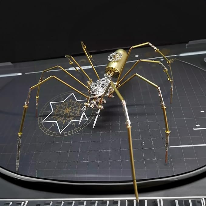 Steampunk Spider Metal Model Kit for Adults β DIY Mechanical Insect Sculpture with Brass Gear Details, 3D Retro Industrial Art Puzzle Craft for Home Office Decoration & Collectors Gift (Frons Spider)