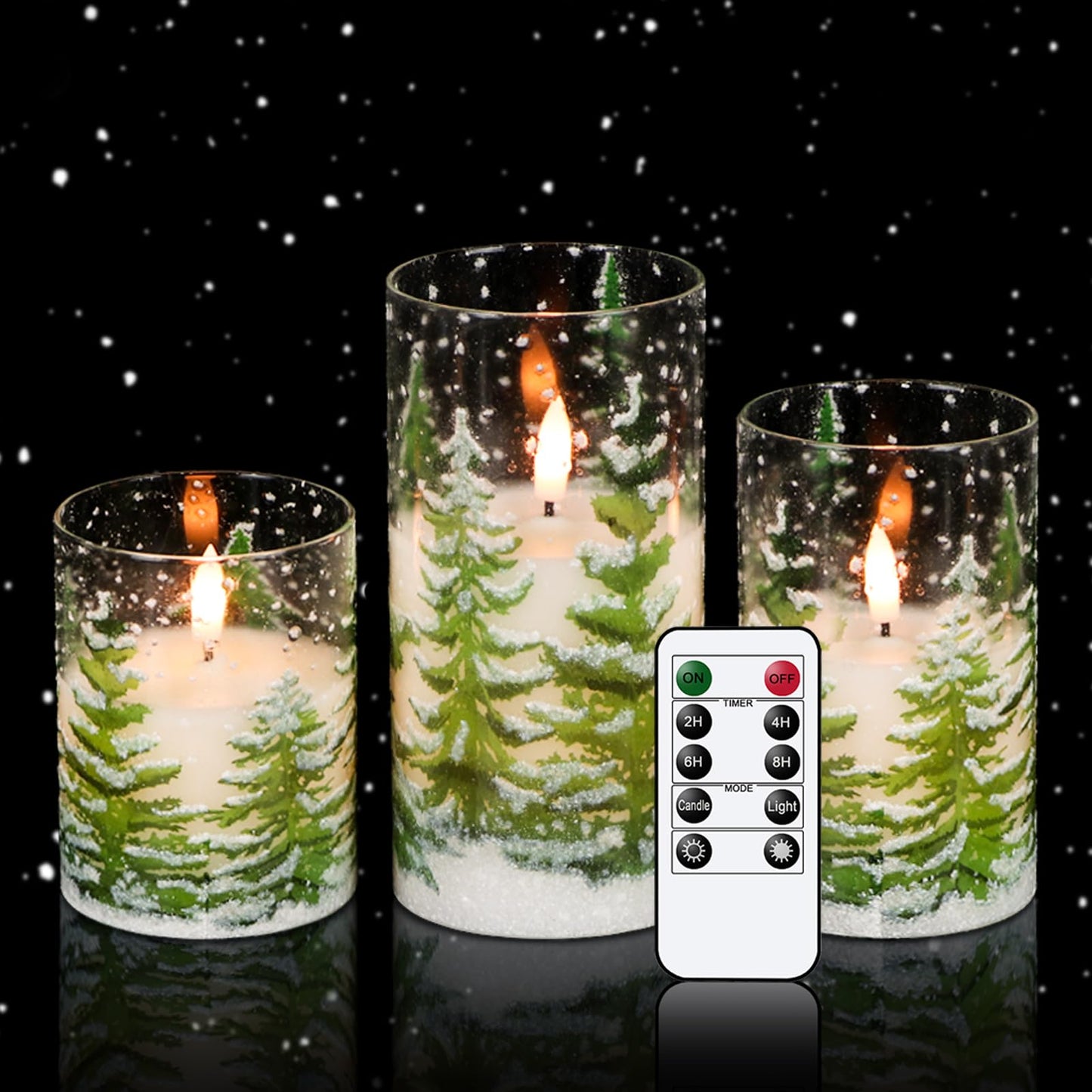 Eldnacele Glass Flameless Candles with Remote and Timer, Battery Operated 3D Wick Flickering Sunflower Decals LED Pillar Candles