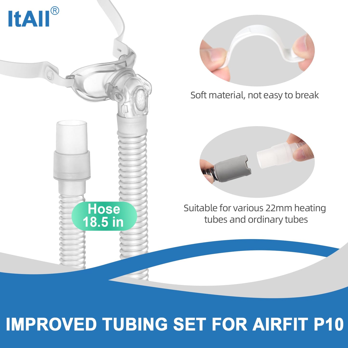 Replacement Set for Airfit P10,Headgear Tube Frame Assembly for P10,Improved Swivel Design Without Leakage, Added Flexibility & Lower Noise, ItAll Supplies for CPAP Users (No Cushion)