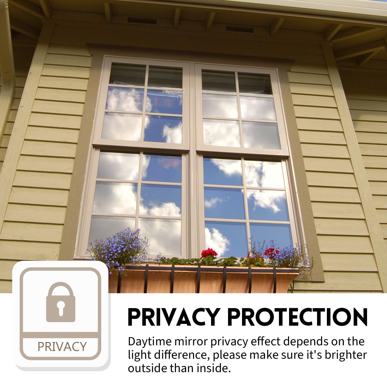 KESPEN Window Film One Way Daytime Privacy Heat Control Anti UV Non-Adhesive Reflective House Window Tint for Home and Office, Black-Silver, 35.4 Inch X 8.2 Feet