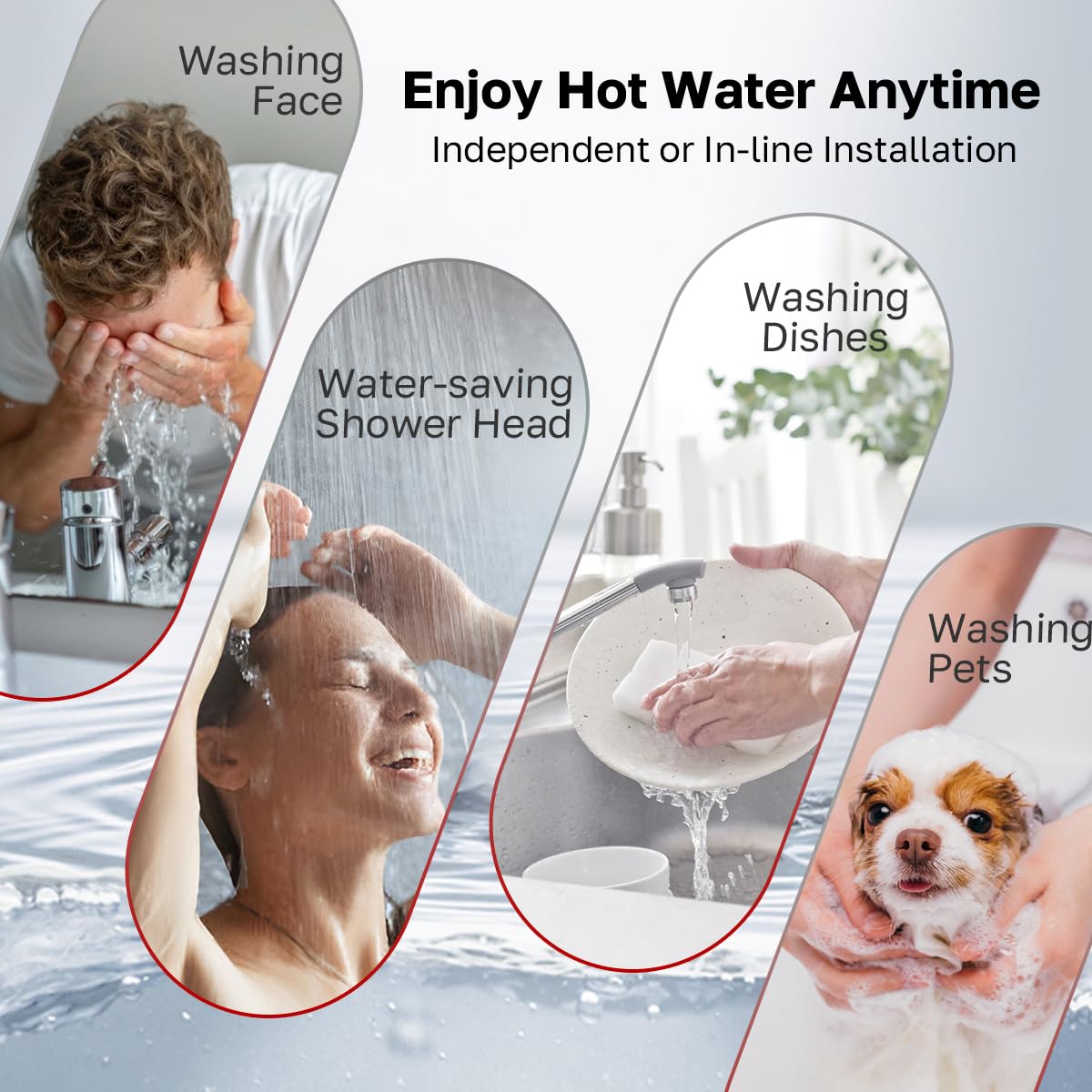 ThermoMate Tankless Water Heater Electric, 11kW 240 Volt On Demand Instant Hot Water Heater for Point of Use, Self-Modulating LED Display Knob Control, ETL Certified, 2.15GPM at 35°F Rise