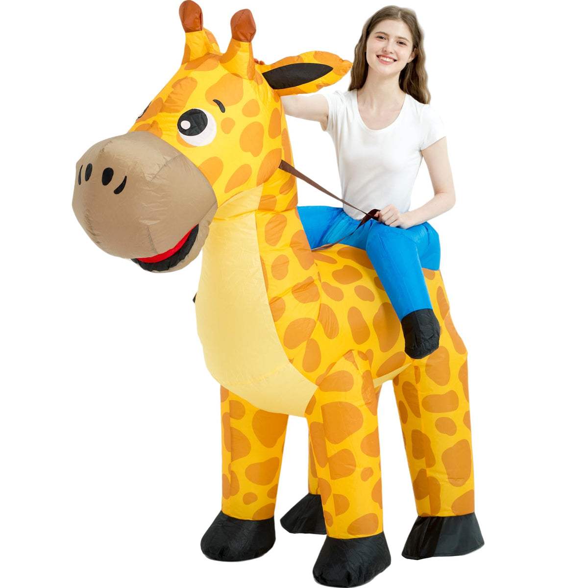 One Casa Inflatable Costume Adult,Blow Up Costumes,Ride On Giraffe Costume,Halloween Costumes for Men Women (72INCH)