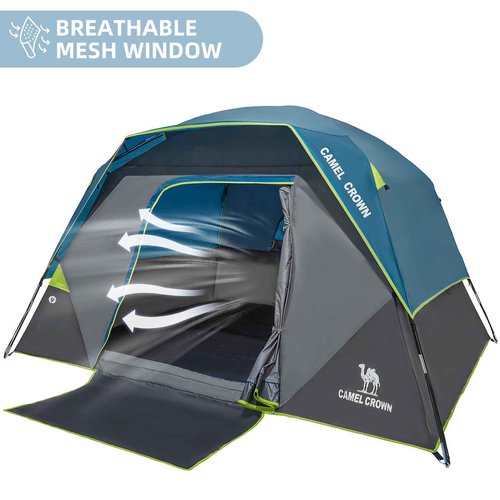 CAMEL CROWN Tents for Camping 4 Person Tent Waterproof Easy Setup Backpacking Tents with Floor Mats 3/4/5 Person Family Tent for Outdoor Hiking