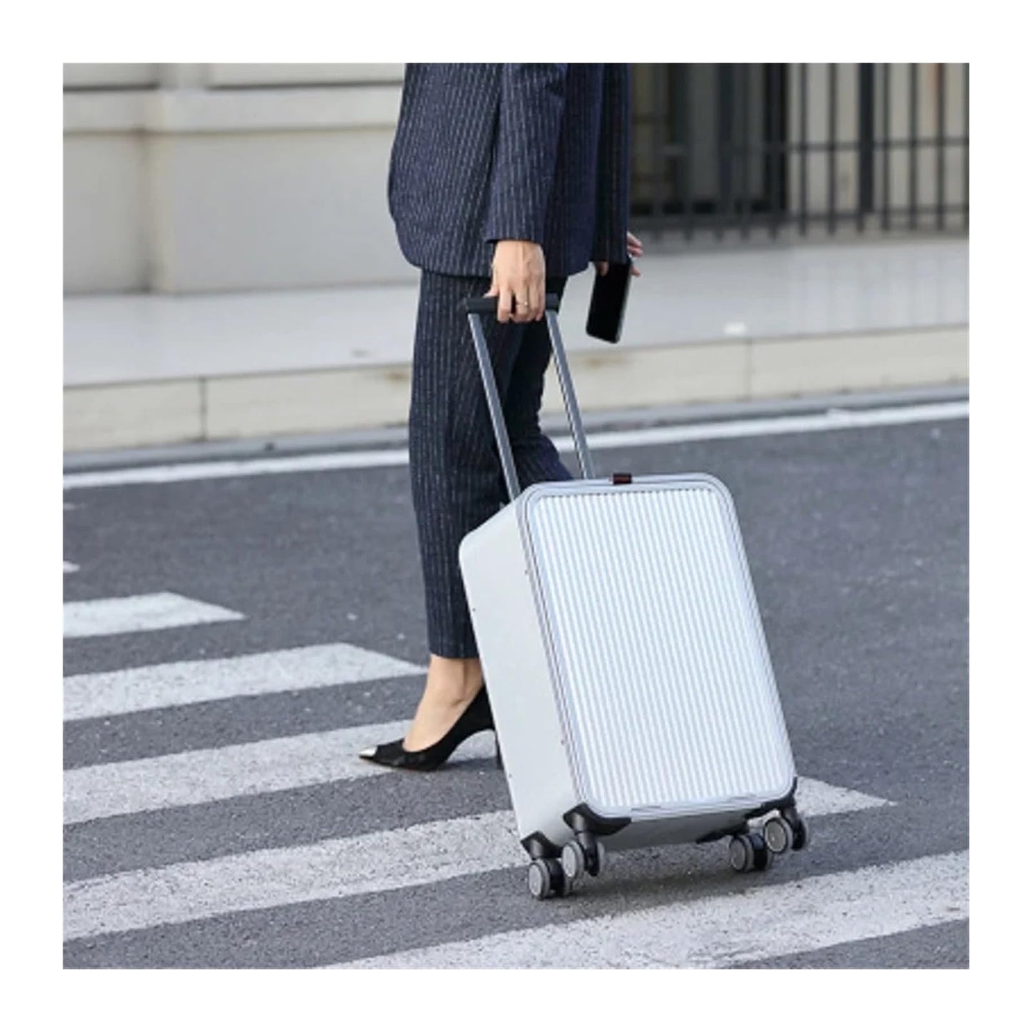 MUdson Trunk Durability Aluminium 20" 24" Inch Board Plane Suitcase Business Trolley Luggage Bag On Wheel Durable (Color : Silver, Size : 20")