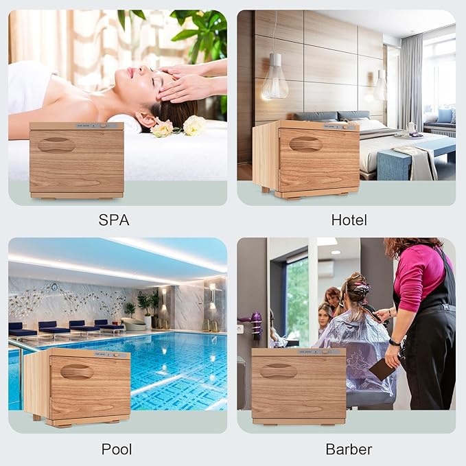 Towel Warmer Cabinet, 8L Hot Spa Small Towel Warmer Heating Use for Facial Spa, Hair Beauty, Salon Equipment and Home - Wood