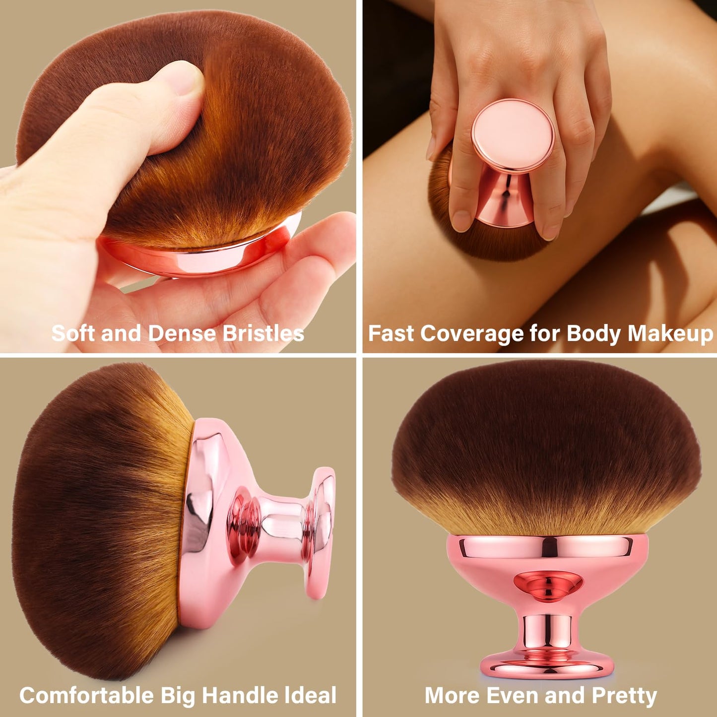 Extra Large Body Makeup Brush For Self Tanner, Leg Makeup &Bronzer Blend,90 mm Wide-headed Kabuki Brush Provides More Even &Pret