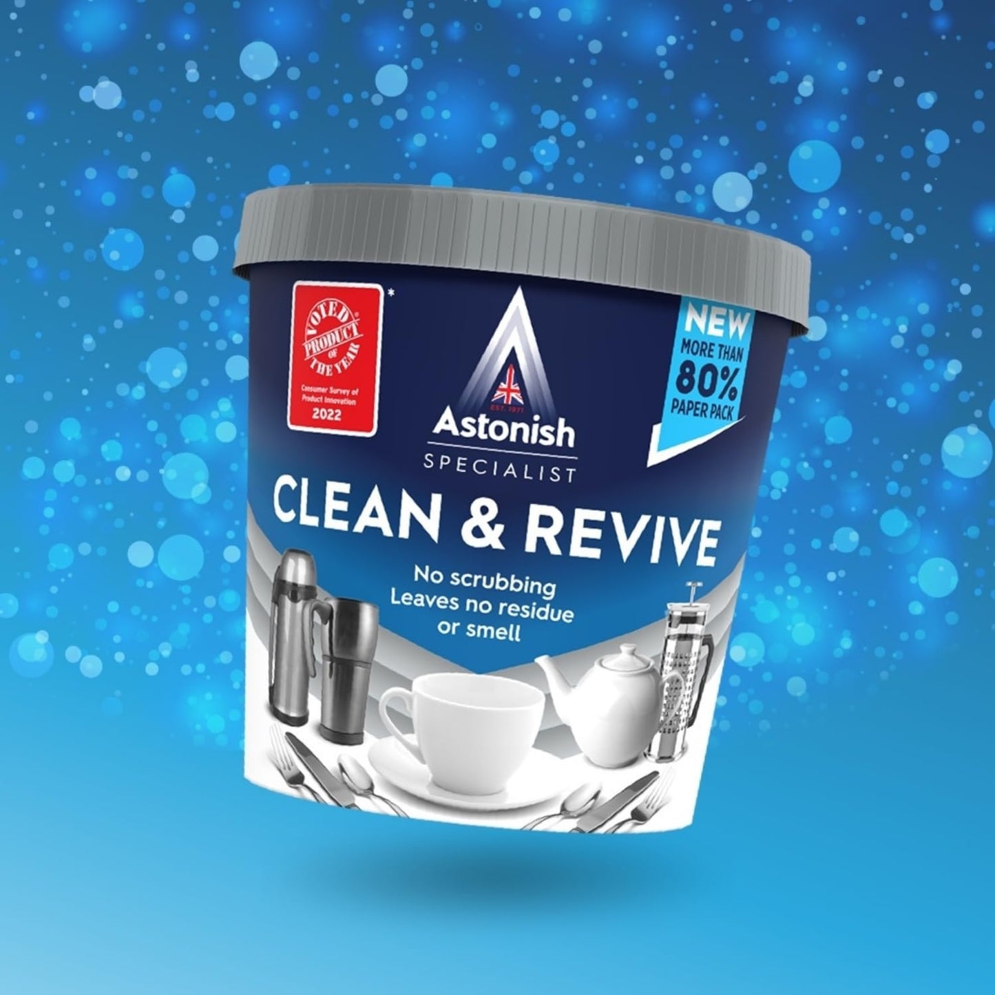 Astonish Specialist Clean & Revive Foaming Powder For Tea Pots, Coffee Mugs, & Stainless Steel - No Scrubbing, No Residue (12.35 Ounce (Pack of 1))