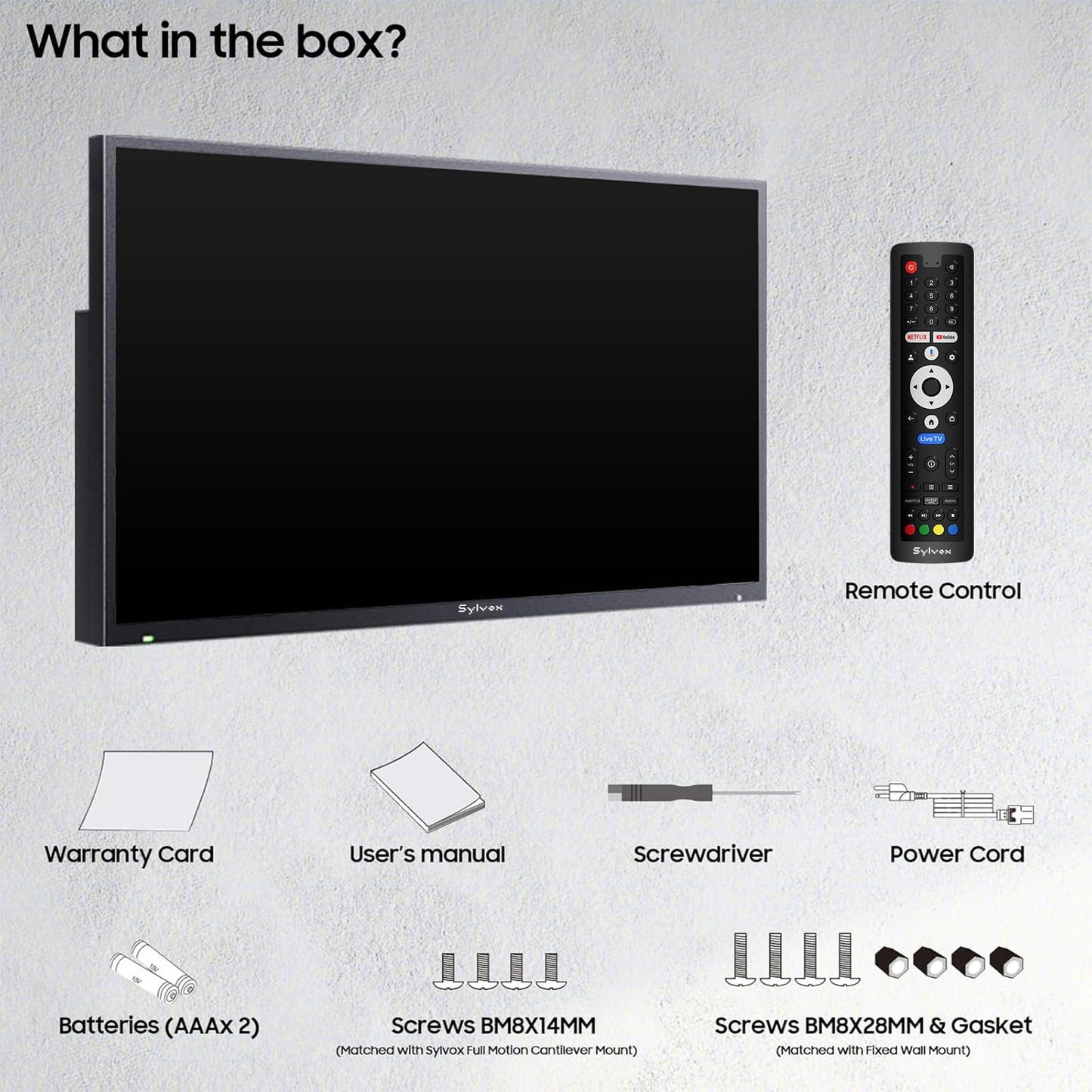 SYLVOX Outdoor TV, Smart QLED TV 75 inch, Weatherproof Outdoor TVs Support Google Assistant, 4K UHD, Wide Viewing Angle, IP56 Waterproof, 1000 Nits Partial Sun QLED Television(2026 Model)