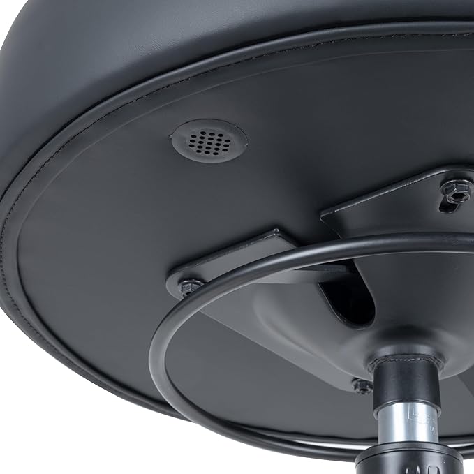 Chair Master 17" Round Vinyl Fabric Stool, Table Height, 360 deg Level Activation, Heavy Duty, Lab, Medical, Garage, Home, Spa, Cleanroom (Glides, Black)