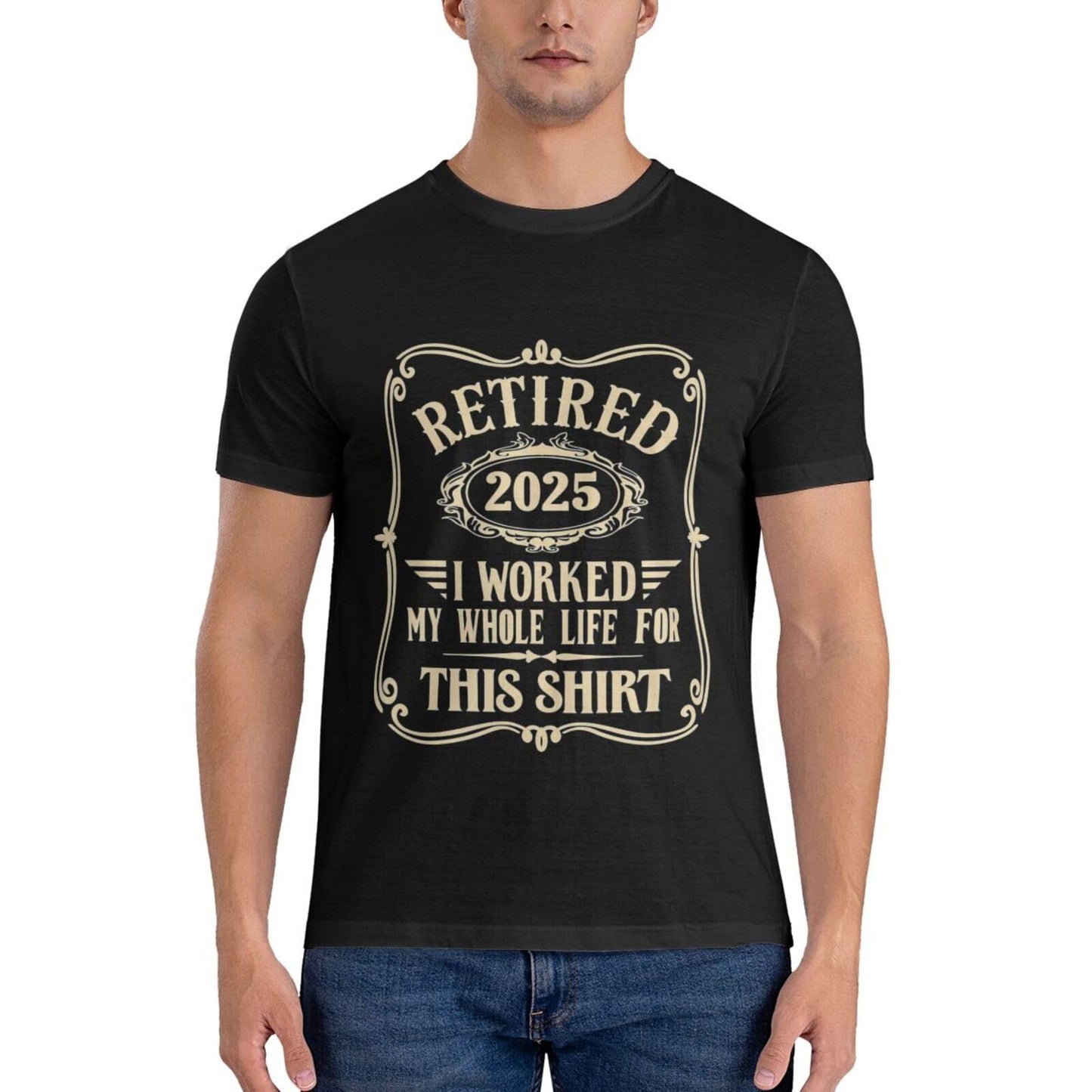 Retirement Gifts for Men, Retired 2025 Shirt, Funny Retirement T-Shirt, Father's Day Christmas Birthday Party Decorations for Dad Papa Grandpa Husband Black
