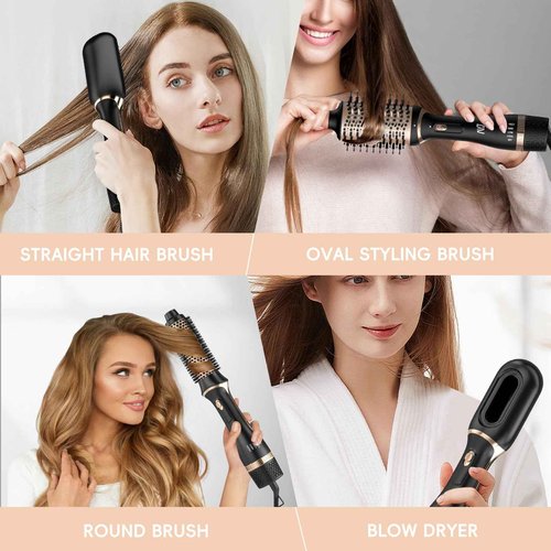 Nycoba Hair Dryer Brush Set, Multifunctional Hot Air Brush for Salon Blowouts, Negative Ion Technology & Quick Drying, Shiny and Less Frizz, Black Orange