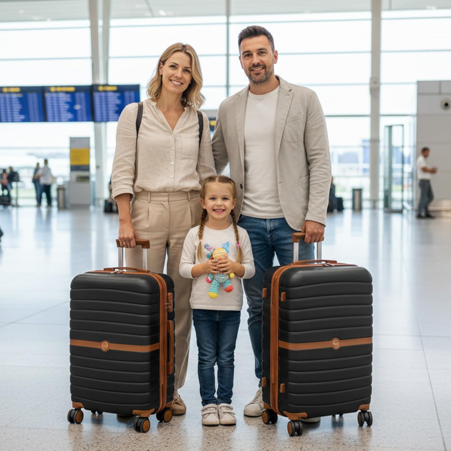 Kono Expandable 28 Inch Luggage with Spinner Wheels, Large Checked Luggage with Lock, Lightweight & Anti-Scratch PC+ABS Hardshell Travel Suitcase, White/Brown