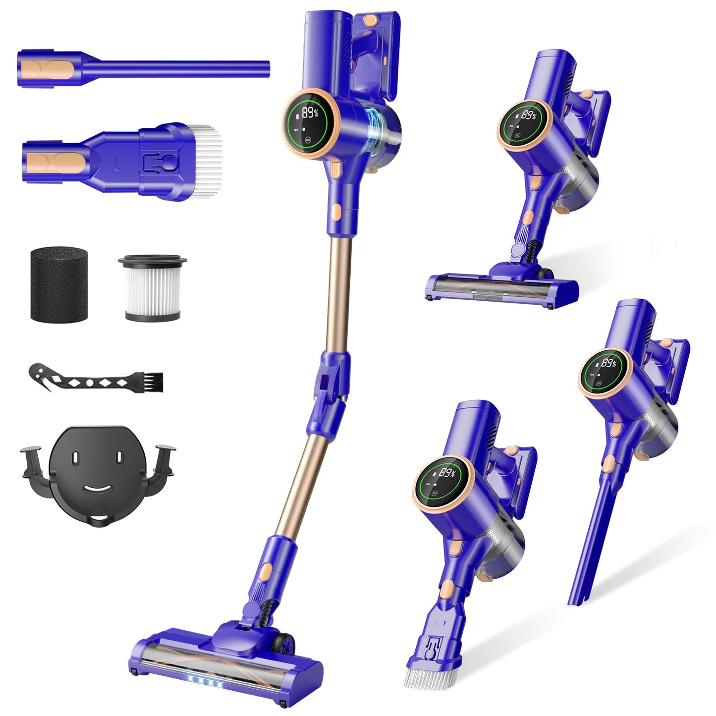 MHRMHR Cordless Vacuum Cleaner, 180 Bendable Wand Stick Vacuum Cleaners with Touch Screen, 8-in-1 Vacuum with Lightweight Rechar