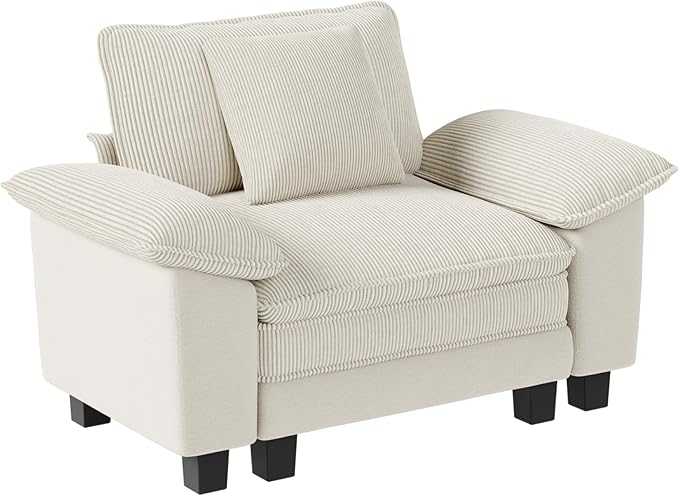 MIXPATIO 53.5" Modular Sectional Single Sofa, Soft Plush Corduroy Armchair with Comfortable Deep Seat & Removable Arms for Living Room,Beige