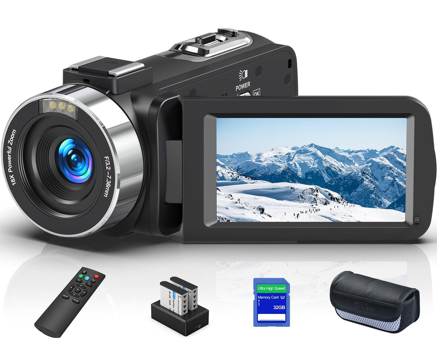8K 64MP Camcorder Video Camera 18X Digital Zoom YouTube Vlogging Camera Webcam IR Night Vision WiFi 3.0 Touch Screen Camcorders with Microphone 32G SD Card Remote Control and 2 Batteries-New