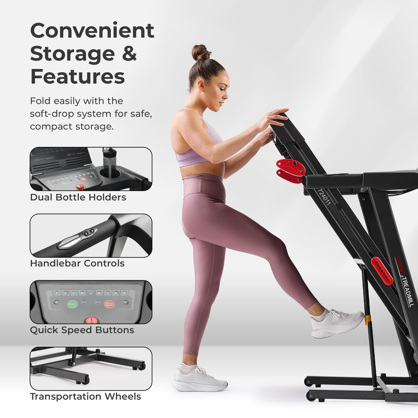Sunny Health & Fitness Active 300 Smart Manual Incline Wi-Fi Treadmill - Foldable Running Machine with Bluetooth, 2HP, Shock Absorption and SunnyFit Fitness App - SF-T724011