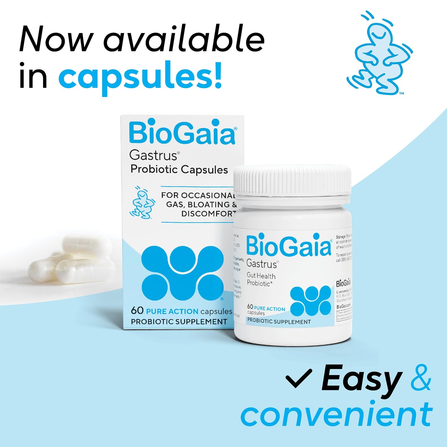 BioGaia Gastrus Gut Health | Probiotic Capsules | Eases Abdominal Discomfort, Gas & Bloating | Promotes Regularity & a Healthy Gut | Supports a Balanced Microbiome | Backed by 30 Years of Research