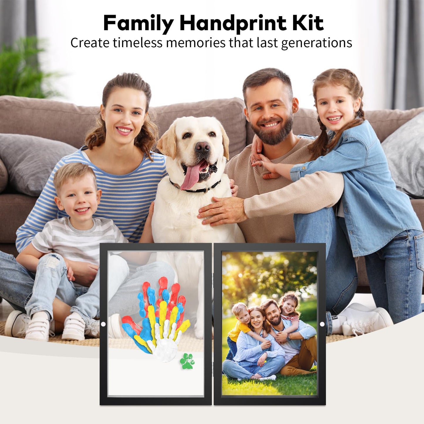 Omrhvi Family Handprint Kit, DIY Craft Keepsake Photo Frame, Hand Print Ornament Kits, Family Gifts for New Parents & Mom & Baby, Grandparents, Couples, Father's Day, Mother's Day, Anniversary