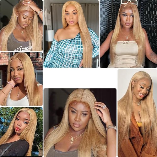 Condescension Brazilian Human Hair Bundles 16 18 20 Inch Straight 3 Bundles Human Hair 100% Unprocessed Remy Brazilian Virgin Weave Hair Honey Blonde 27 for Women