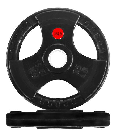 Fitvids Olympic 2-Inch Cast Iron Plate Weight Plate for Strength Training and Weightlifting, Rubber Coate Style, 35LB Pair