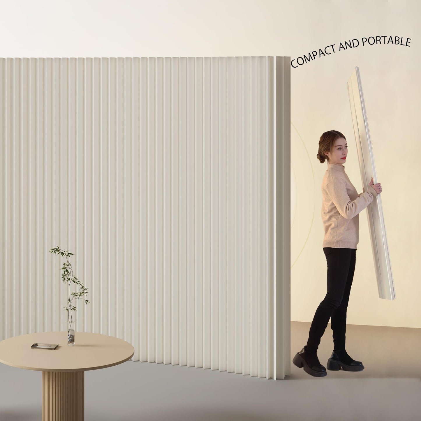 Paper Room Divider, Folding Privacy Screen Lightweight Stretchable Accordion Room Divider Wall, Portable Paper Wall Divide for Home, Office, Clothing Shop (White, L:158in x W: 17in x H:95in)