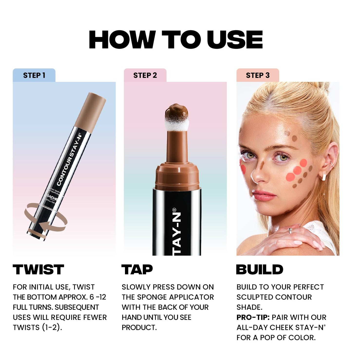 Sacheu Liquid Contour STAY-N Long Wear Bronzer Cream Contour Makeup - Long Lasting, Blendable, & Lightweight Formula (Giving Ico