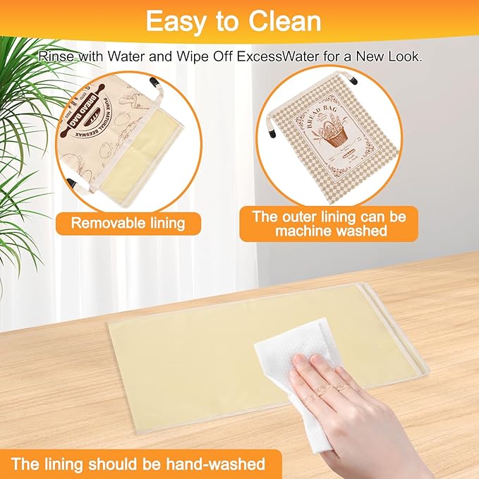 2 Packs Sourdough Bags, Reusable Beeswax Bread Bags for Sourdough, Eco-Friendly Cotton Removeable Bread Bags to Keep Loaves Fresh Longer, 12×16 Inches