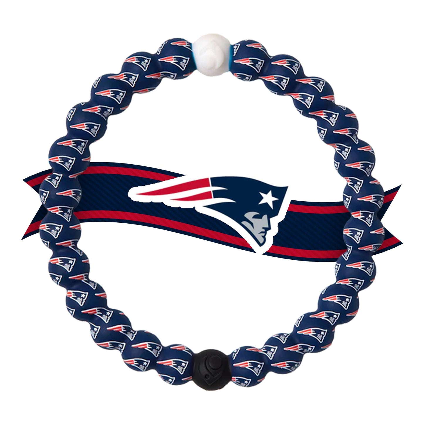 Lokai Silicone Beaded Bracelet for Men & Women, NFL Football Collection - New England Patriots, Blue Logo, Medium - Silicone Jew