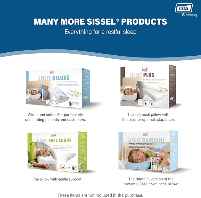 SISSEL Classic Neck Pillow Size M | Unique Incline for Disc & Vertebrae Relief | 5-Year Shape Stability Guarantee | Includes Washable Velour Cover | Dimensions: Approx. 47 x 33 x 11 cm