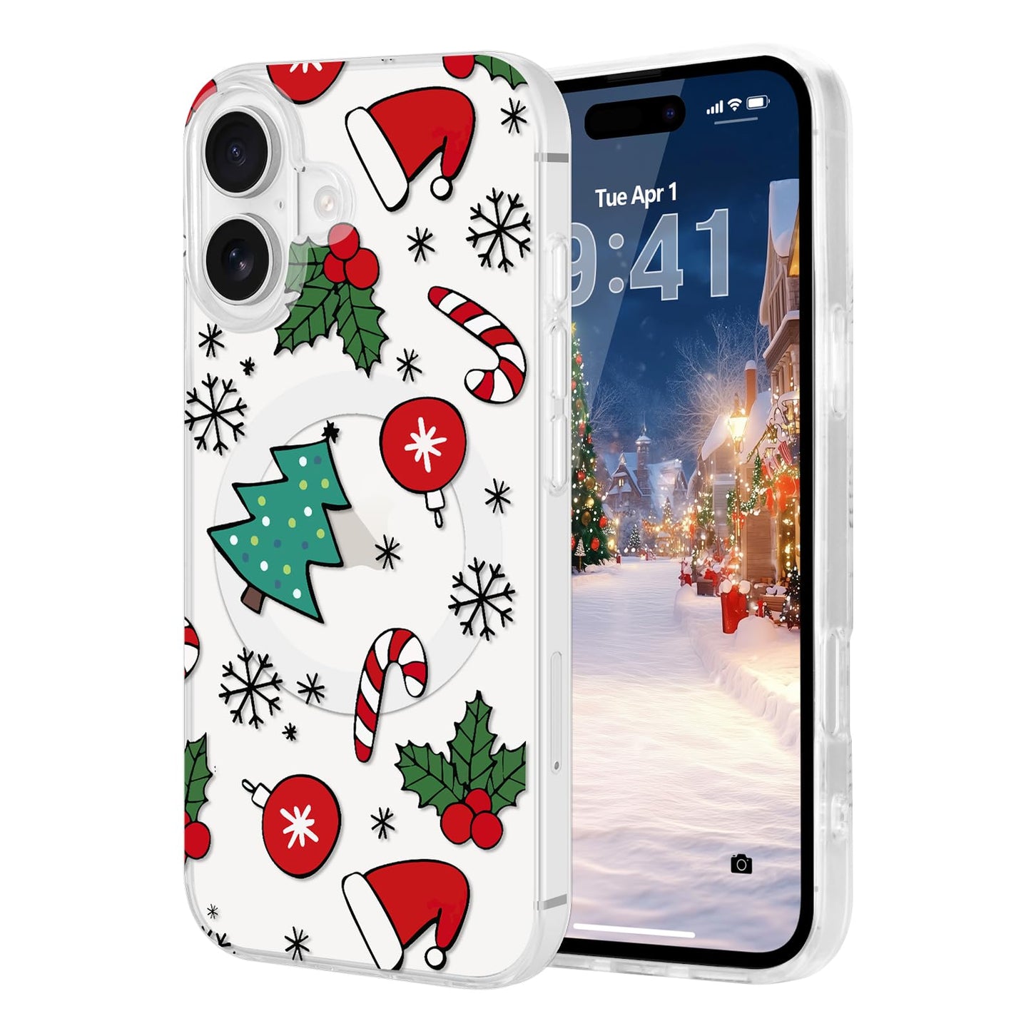 Pepmune for iPhone 17 Case, Cute Merry Christmas Clear Phone Cover for Kids Women Men Xmas Tree Candy Pattern Compatible with Ma