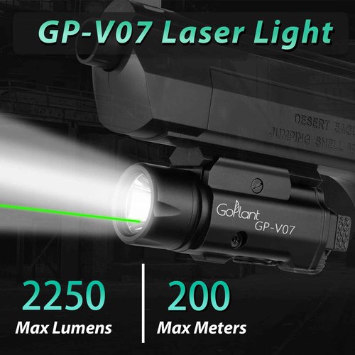 2250 Lumens Weapon Laser Light Combo - Adjustable Rail-Mounted Weapon Light Laser Flashlight, Aircraft-Grade Aluminum Magnetic Rechargeable LED Strobe Tactical Gun Light Combo