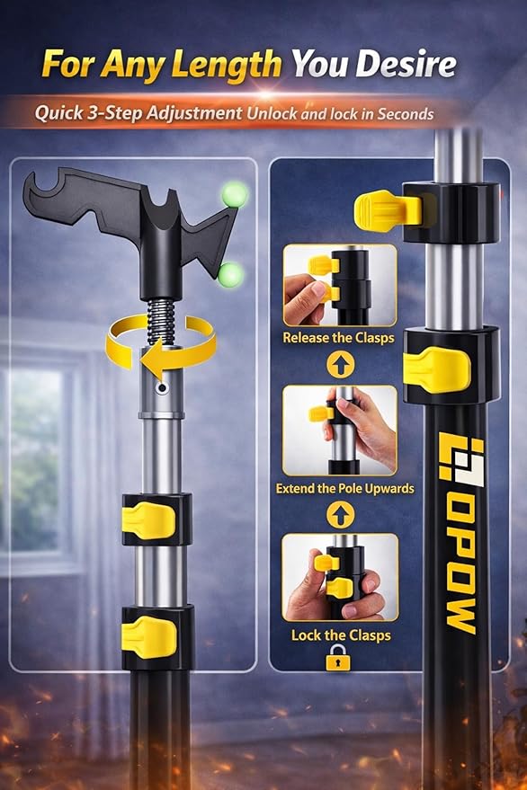 5-18 FT Long Telescopic Extension Pole, Multi-Purpose Aluminum Alloy Telescoping Rod with Universal Twist-on Metal Tip Flip-Lock Design, for Painting Cobweb Dusting, Window Cleaning, Christmas Lights