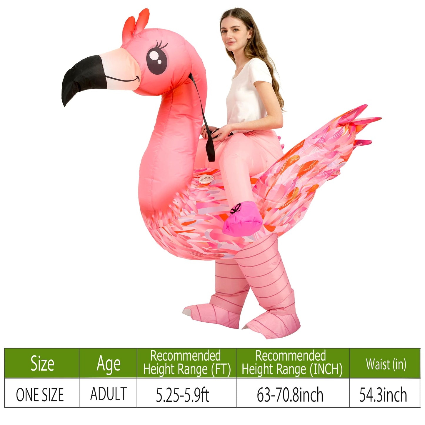 tasanor Inflatable Costume Adult,Ride On Flamingo Suit,Blow Up Halloween Costumes for Men/Women
